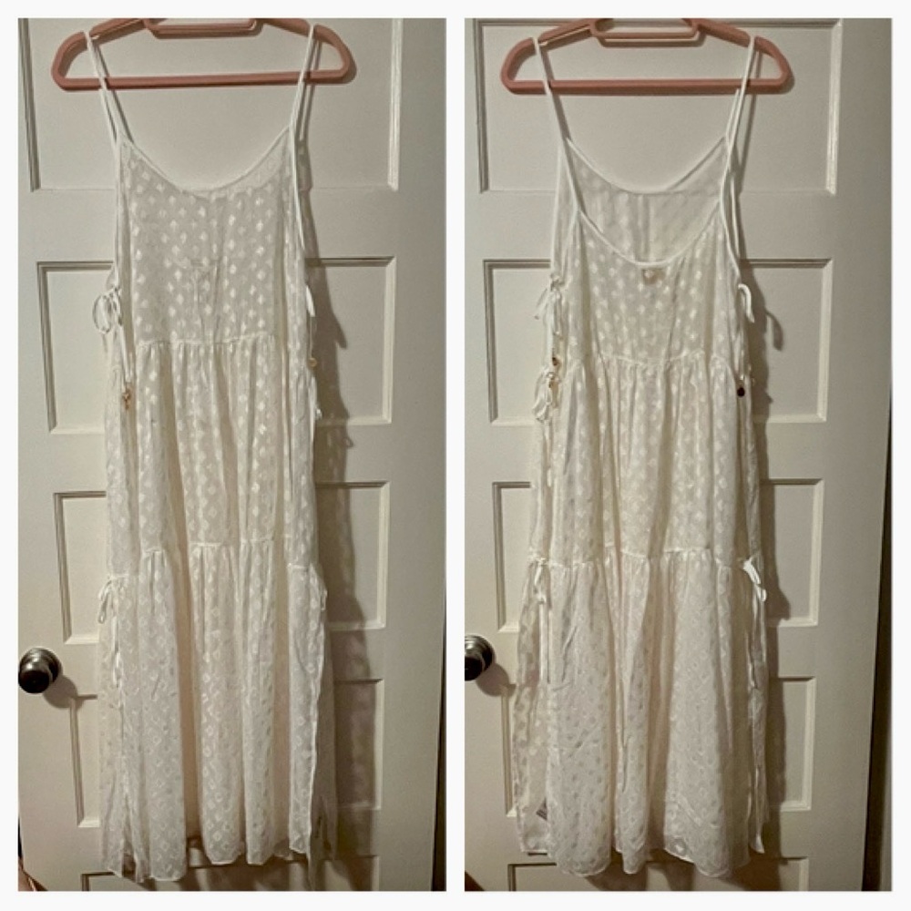 Milly Cabana Sheer White Gold Jacquard Cover-Up Dress NWT M – Resortwear
